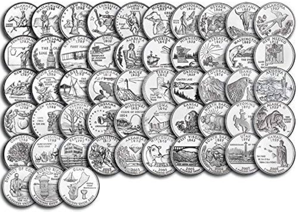 1999 P, D Complete 1999 thru 2009 P&D 112-coin B.U. State Quarter