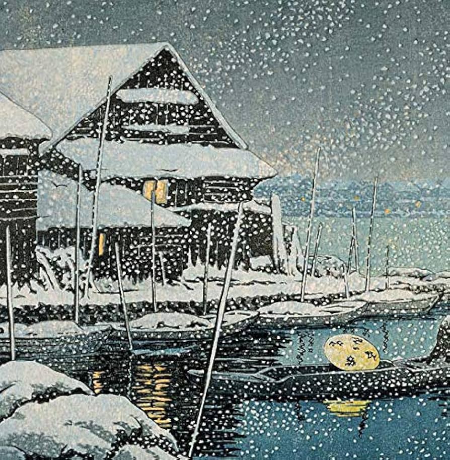 Amazon.co.jp: 川瀬巴水 版画「雪の向島」 昭和六年 大判ポスター