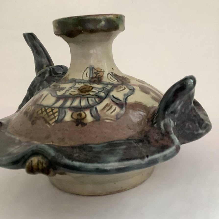 琉球 沖縄 壺屋焼 【故】島袋常明作 エジプト紋壺 やちむん ヤチムン 民芸