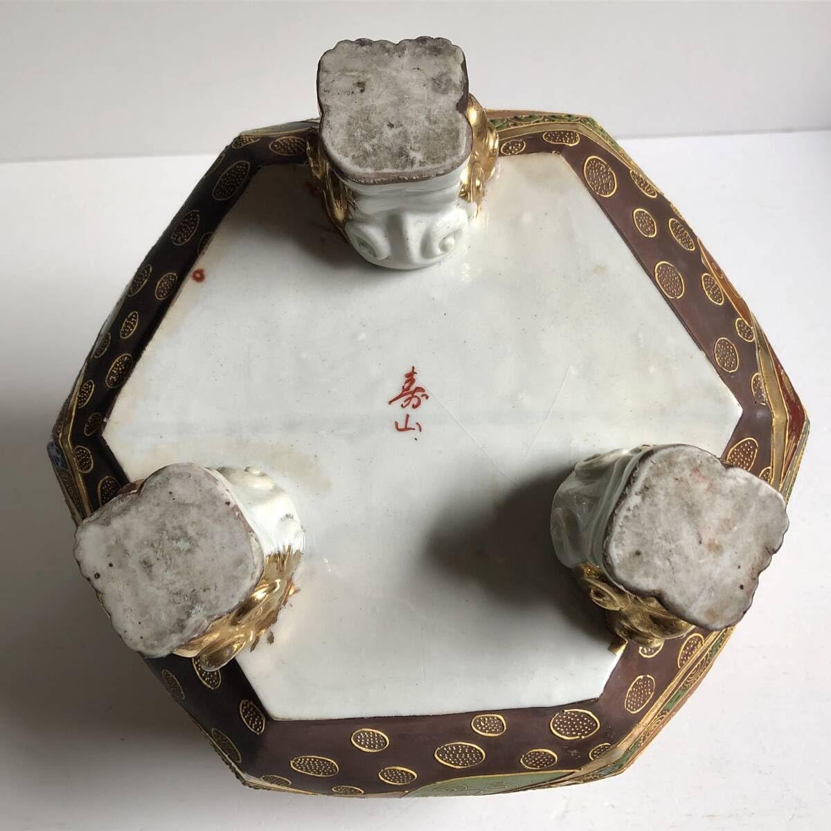 瑞峰作 高岡銅器 香炉 新特大花鳥 高級銅製香炉 獅子摘 大きめ 古美術