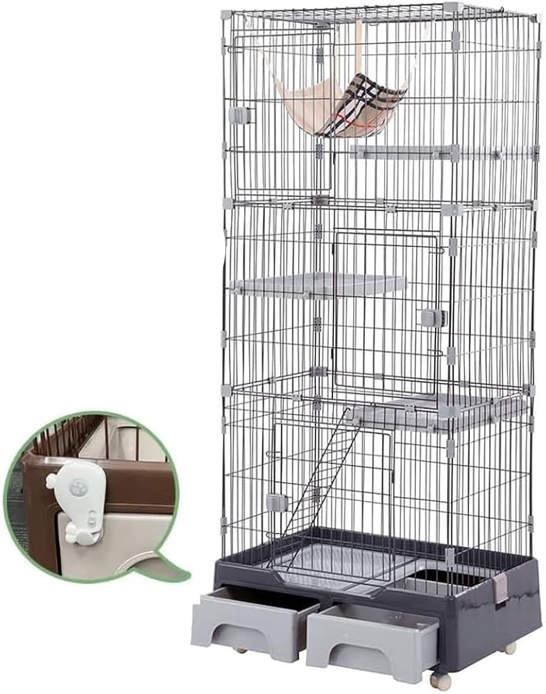 Amazon.co.jp: MEGANEKO 猫ケージ 3段 猫 ケージ トイレ付き キャット