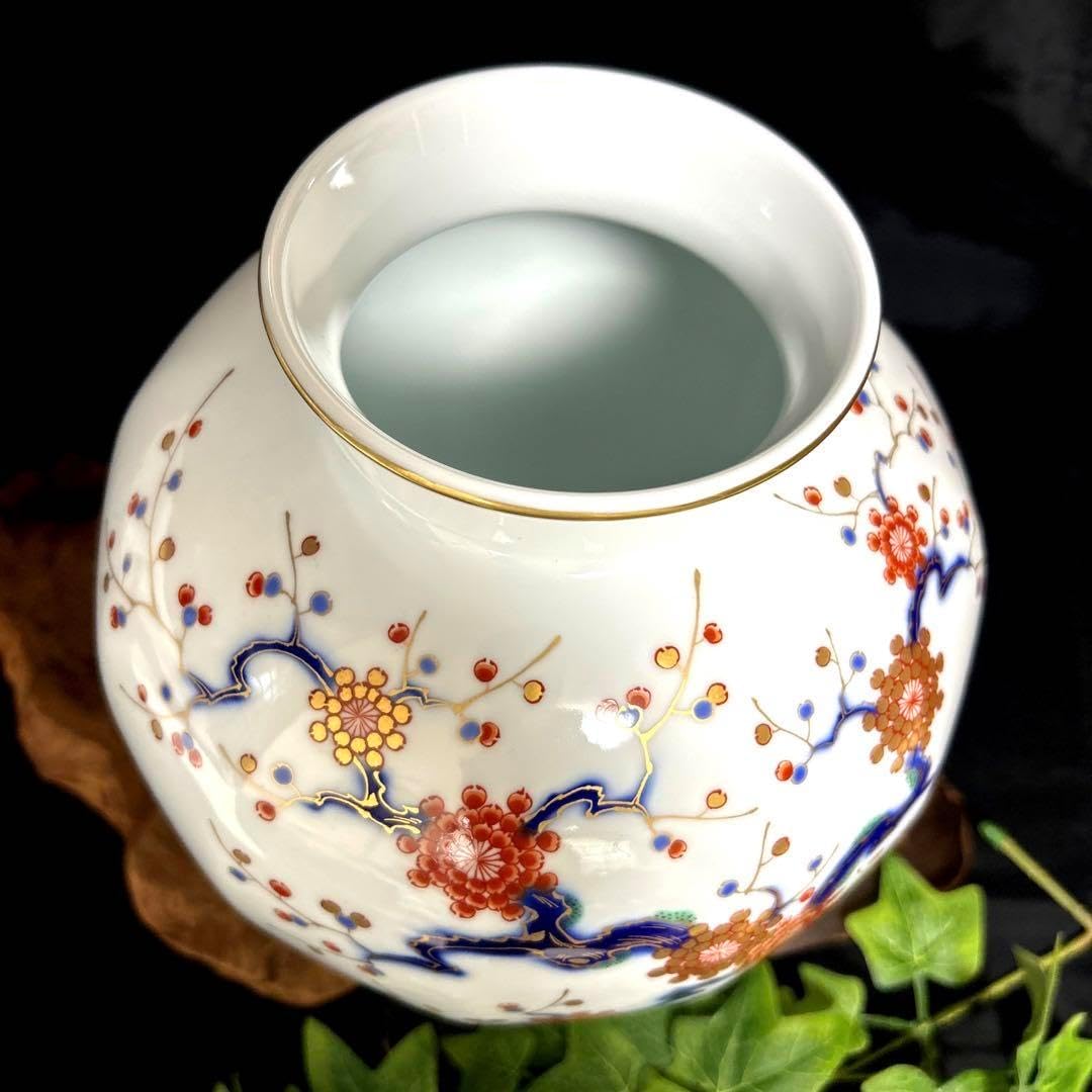 1943 深川製磁 岩梅 花瓶 金彩 未使用 1943 深川製磁 岩梅 花瓶 金彩