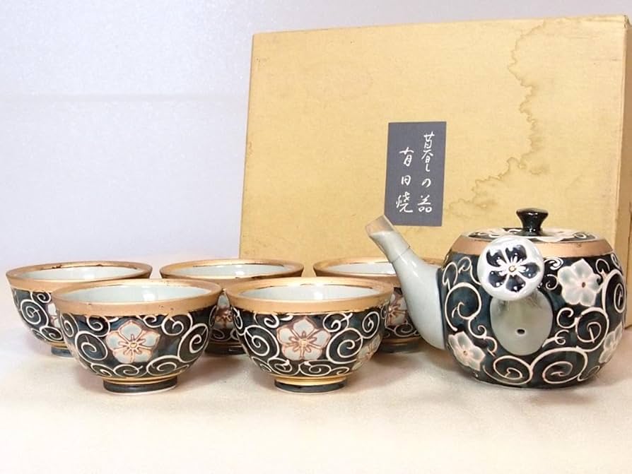 2399 有田焼弥左衛門茶器セット急須1客湯呑蓋付4客金彩