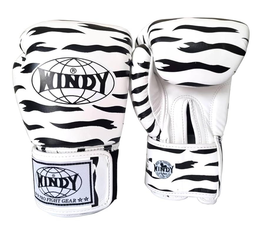 本革製WINDYボクシンググローブ 8oz 白&金 キックボクシング 本革製WINDY