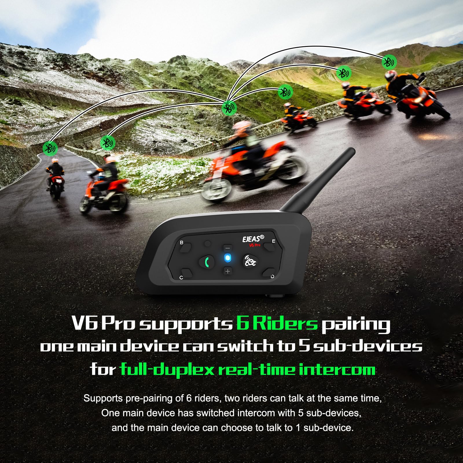 Amazon.co.jp: EJEAS バイク インカム V6Pro(2台セット) 2人同時通話 6
