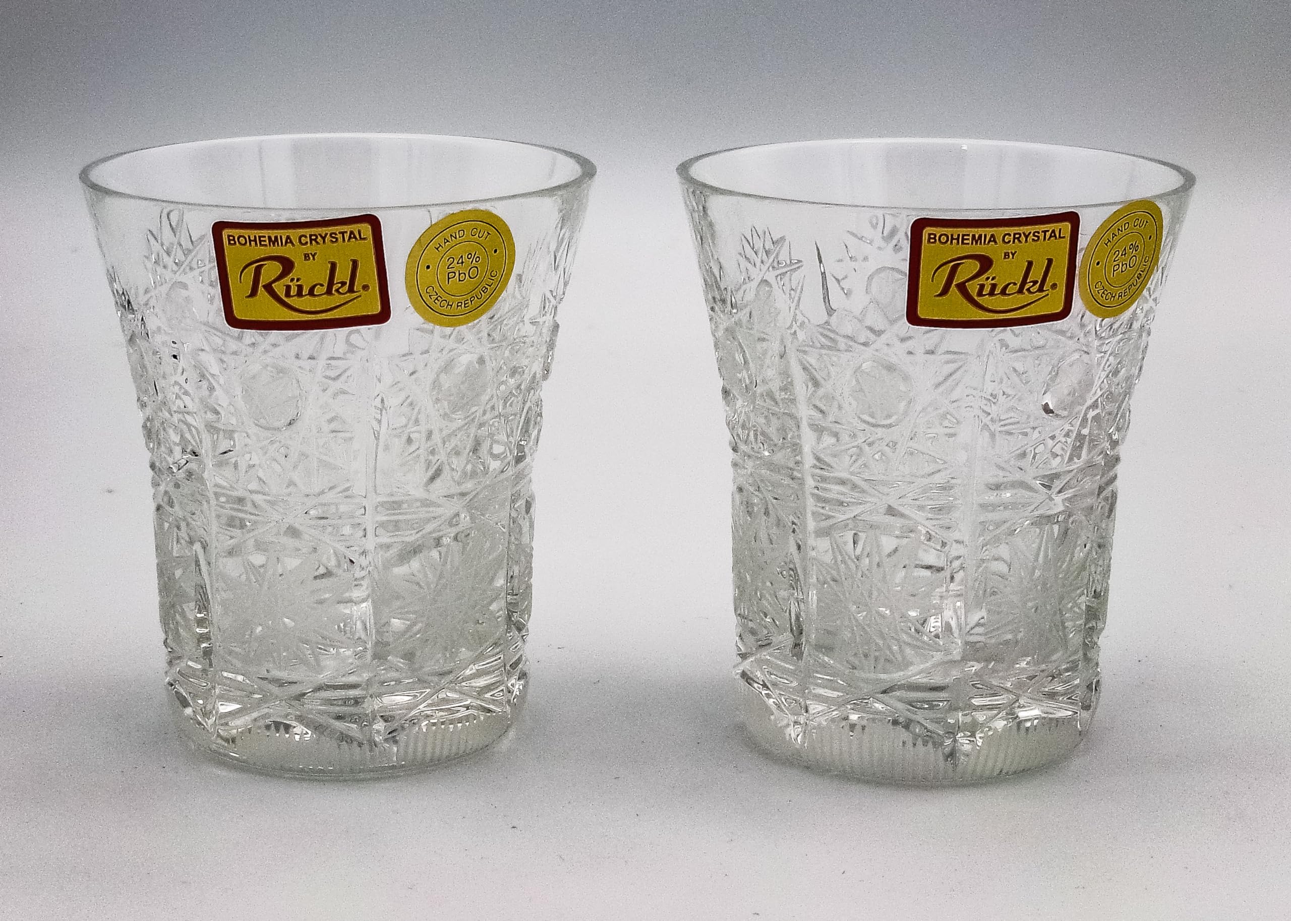 ボヘミアンガラスのカットガラス装飾グラス5個セット ボヘミアンガラス