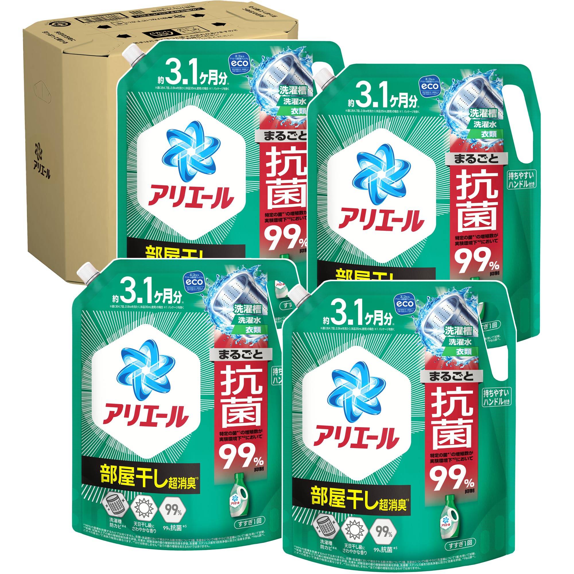 Amazon.co.jp: アリエール 洗濯洗剤 液体 超抗菌プレミアム 部屋干し超