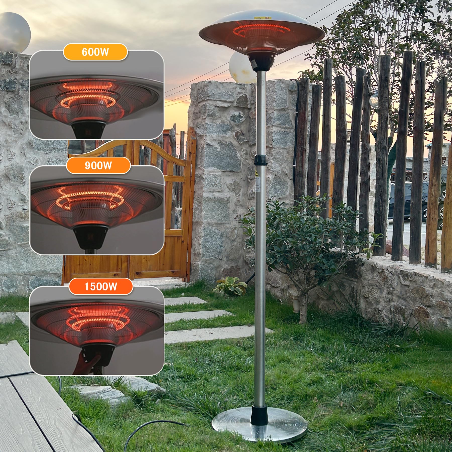 業務用1500w 遠赤外線ヒーター 防水 自立型ハロゲンヒーター