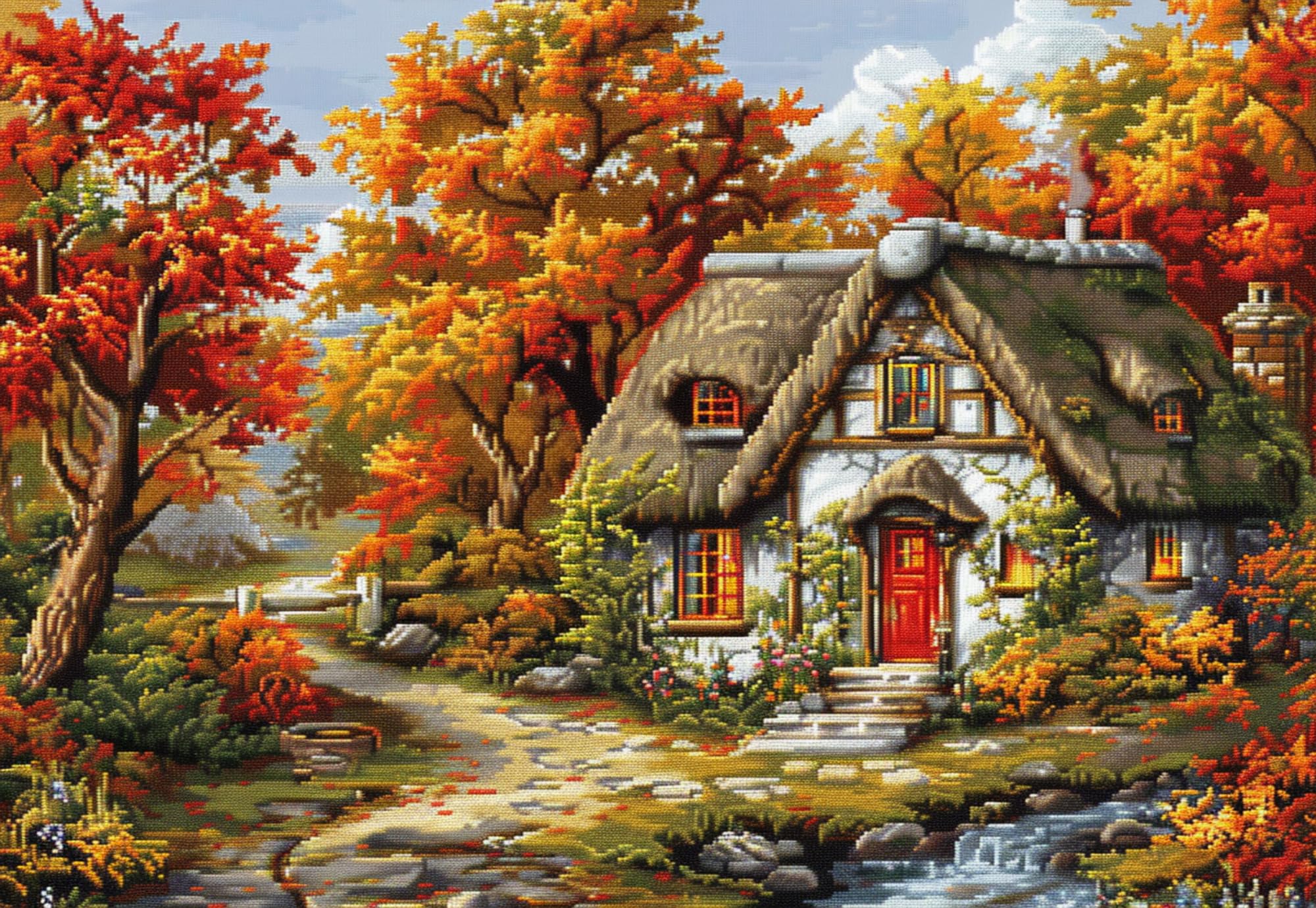 Amazon.com: Countryside Cottage in Autumn Landscape DIY 5D Diamond