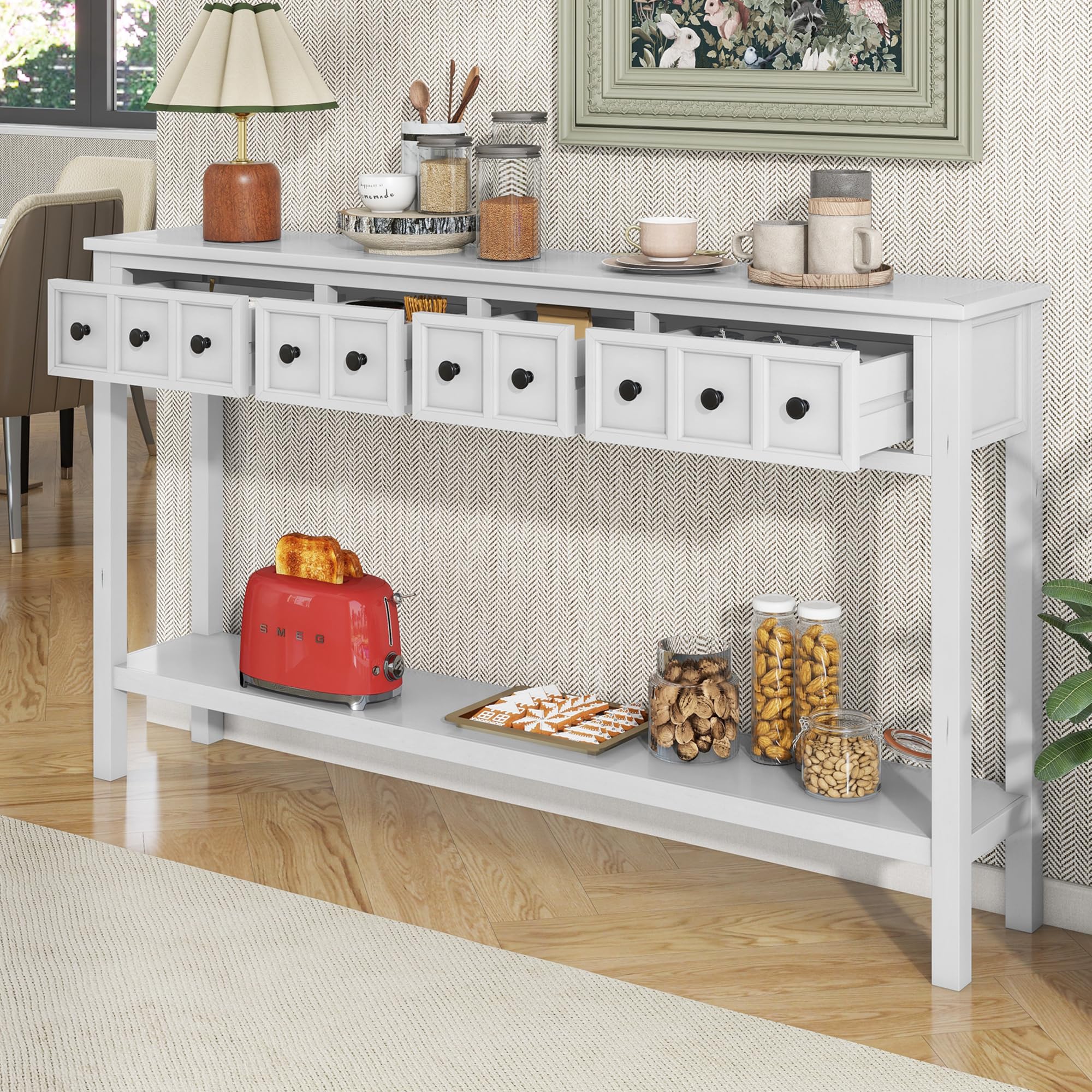 Amazon.com: Antique Entry Console Table with Storage Drawers, 60