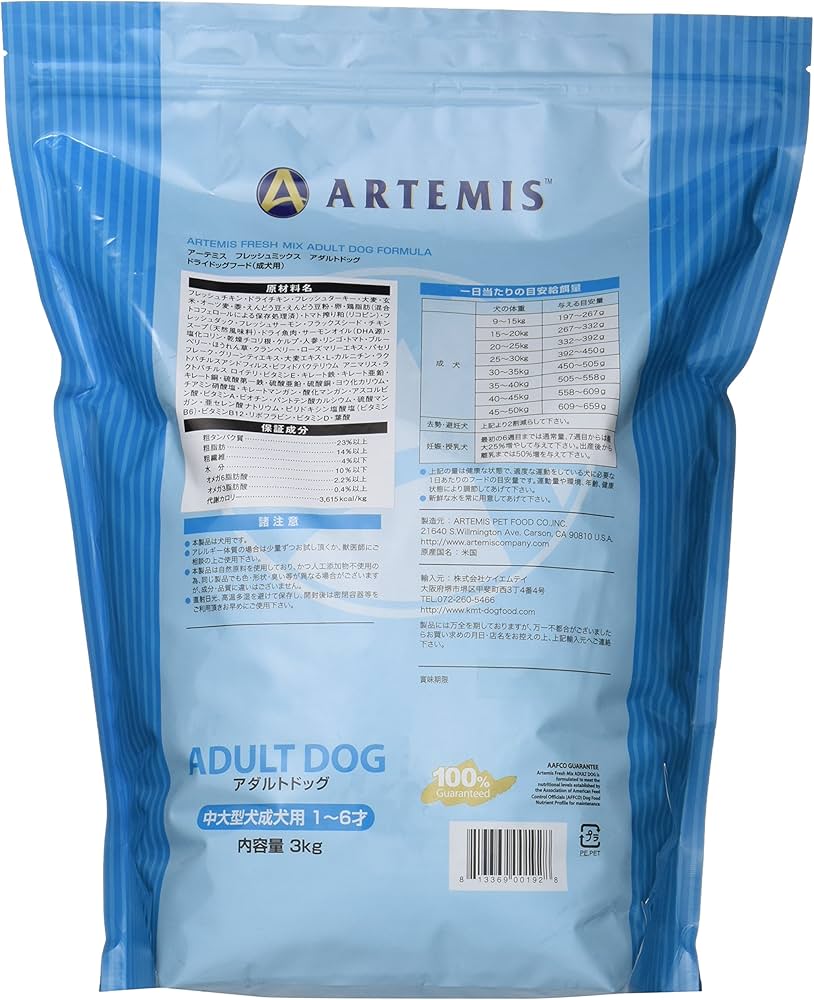 Amazon.co.jp: アーテミス フレッシュミックス アダルトドッグ 3kg
