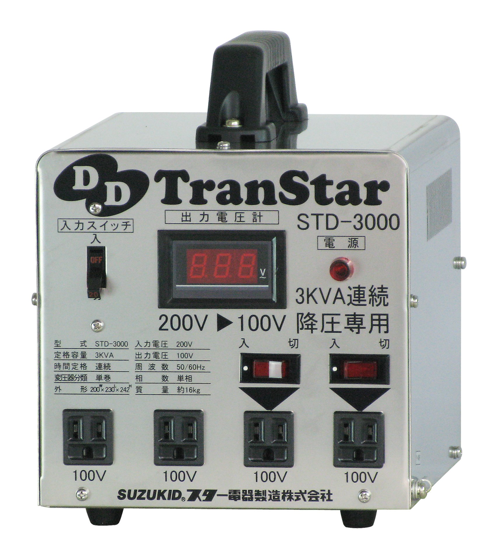 Amazon | SUZUKID ポータブル変圧器 DDトランスター 降圧専用 STD-3000