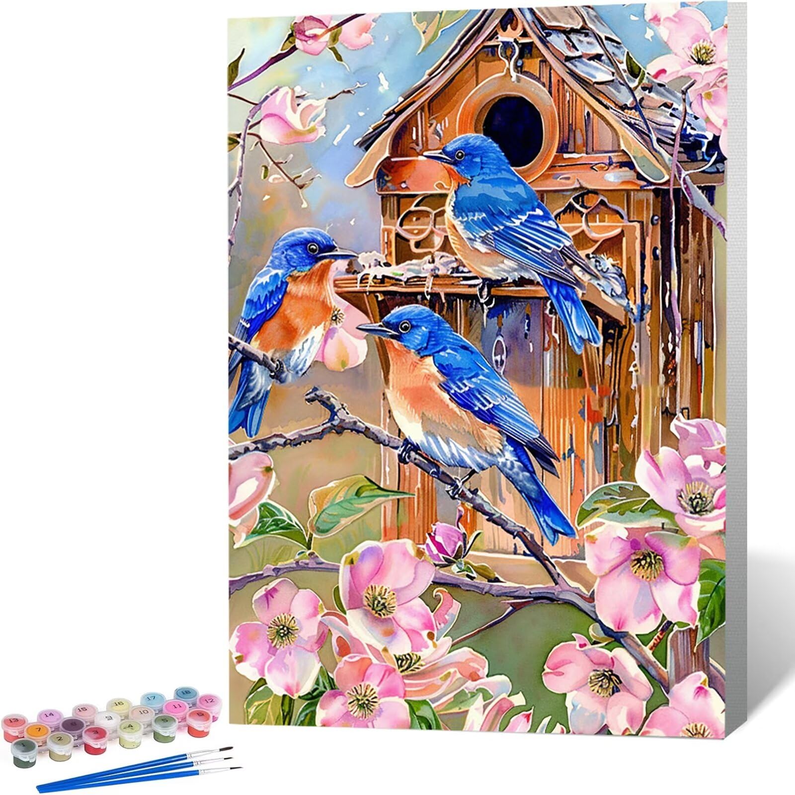 油絵 専用 何度もフラフープに入る鳥 油絵 専用 何度もフラフープに