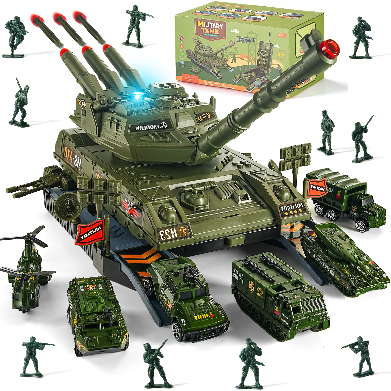 戦車と軍用トラックのミニチュアモデルセット おまけ付き 戦車と軍用