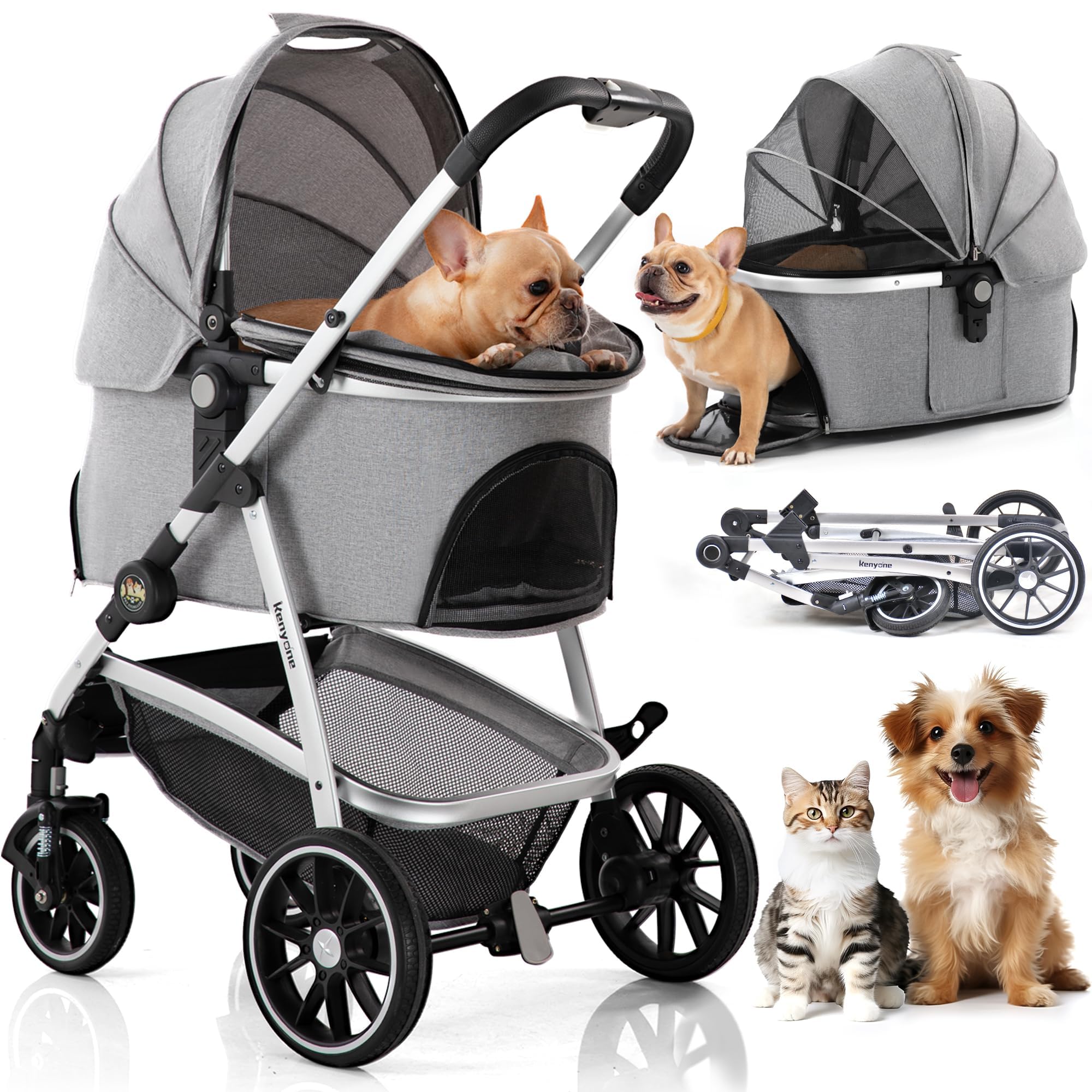 Amazon.com: Kenyone Pet Stroller 3 in 1 Dog Stroller for Medium