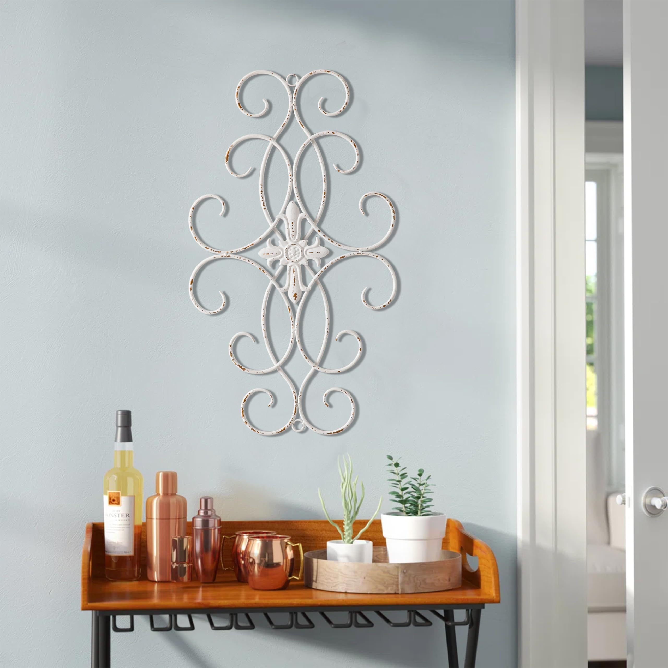 Amazon.com: Sintosin Vintage Large Distressed White Wrought Iron