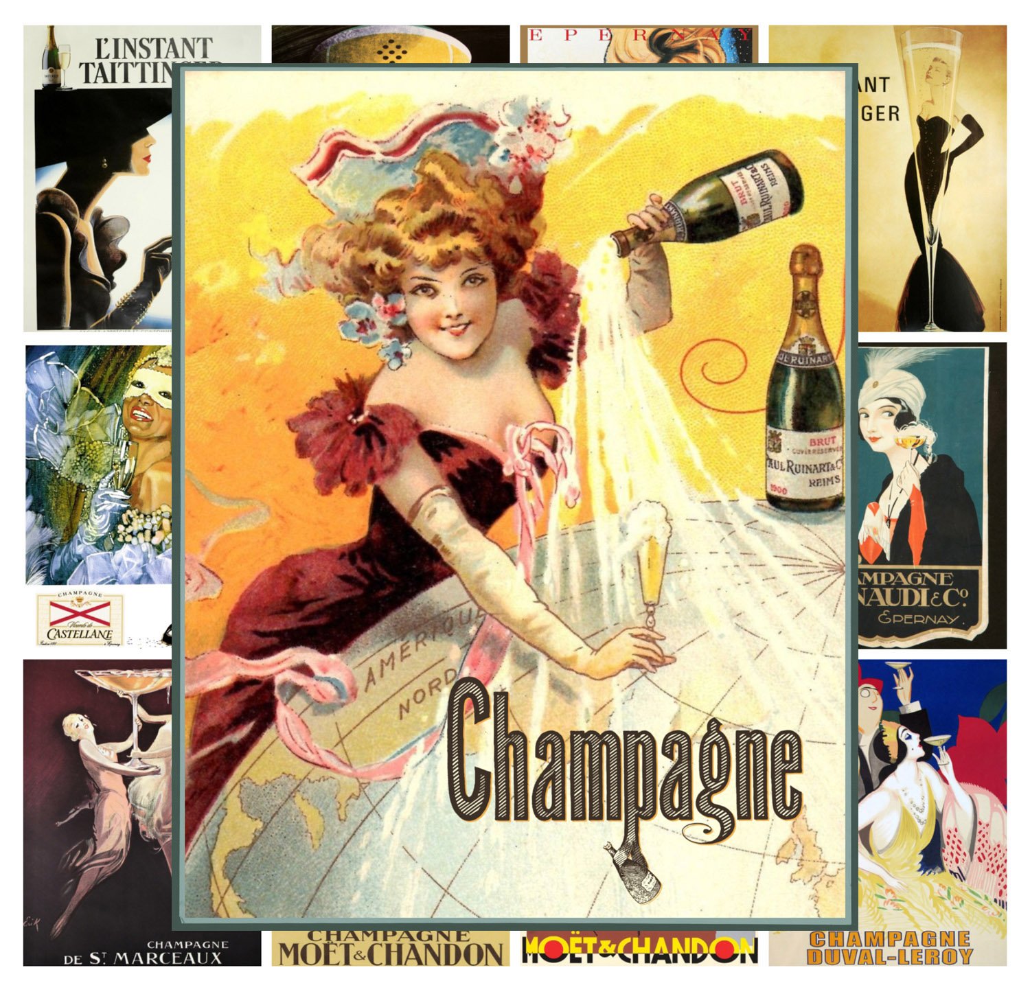 Champagne Gosset 額縁ヴィンテージ・アートポスター Champagne Gosset