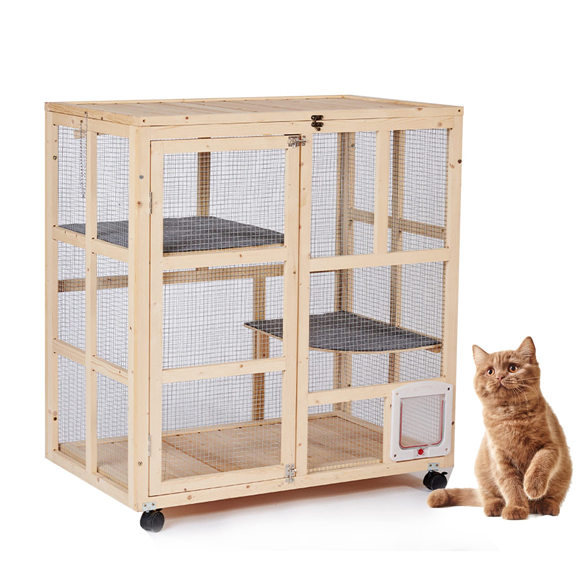 新品 キャットケージ キャスター付き 全高188cm 多機能 ホワイト