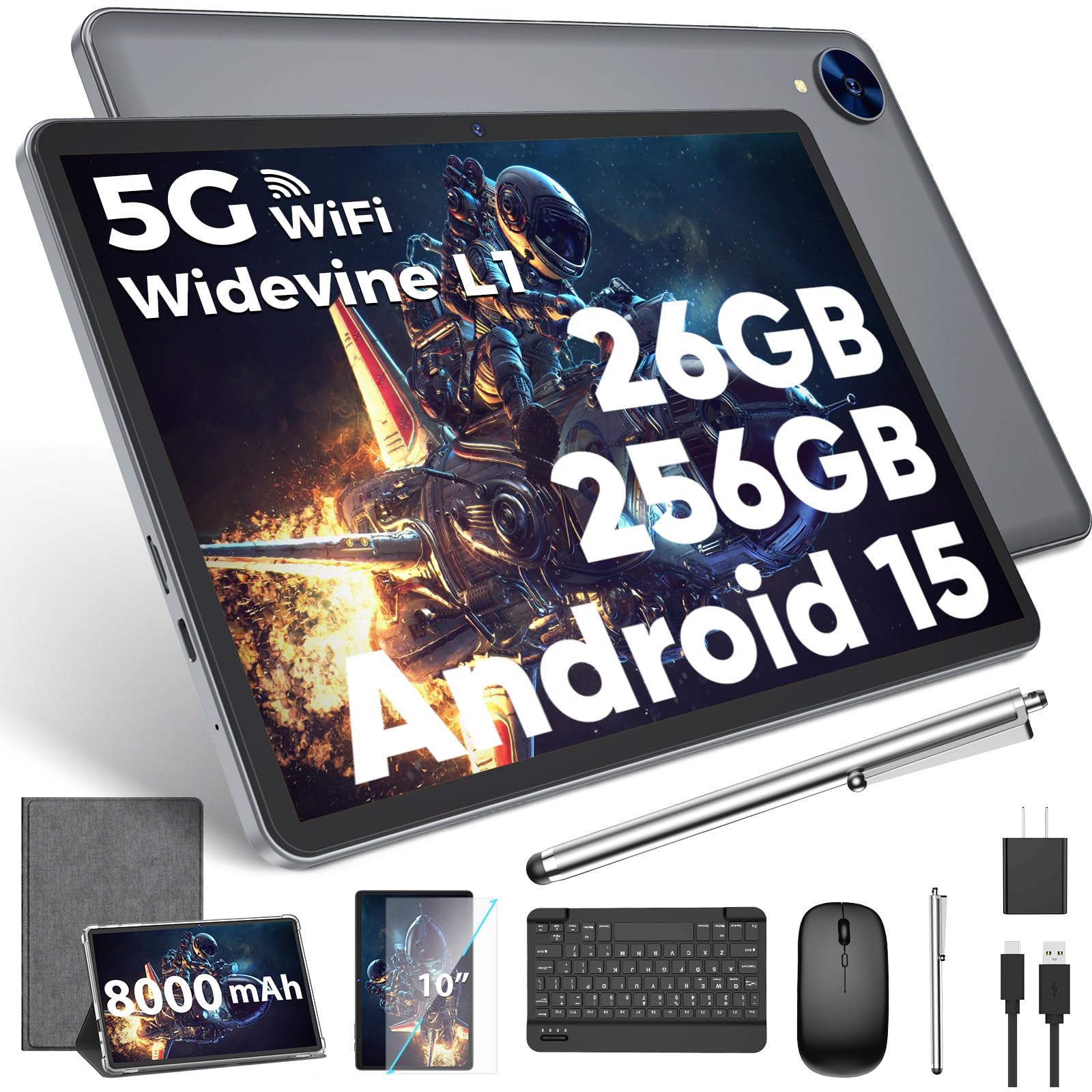 Amazon.com : Android 15 Tablet with Keyboard, 26GB RAM, 256GB ROM
