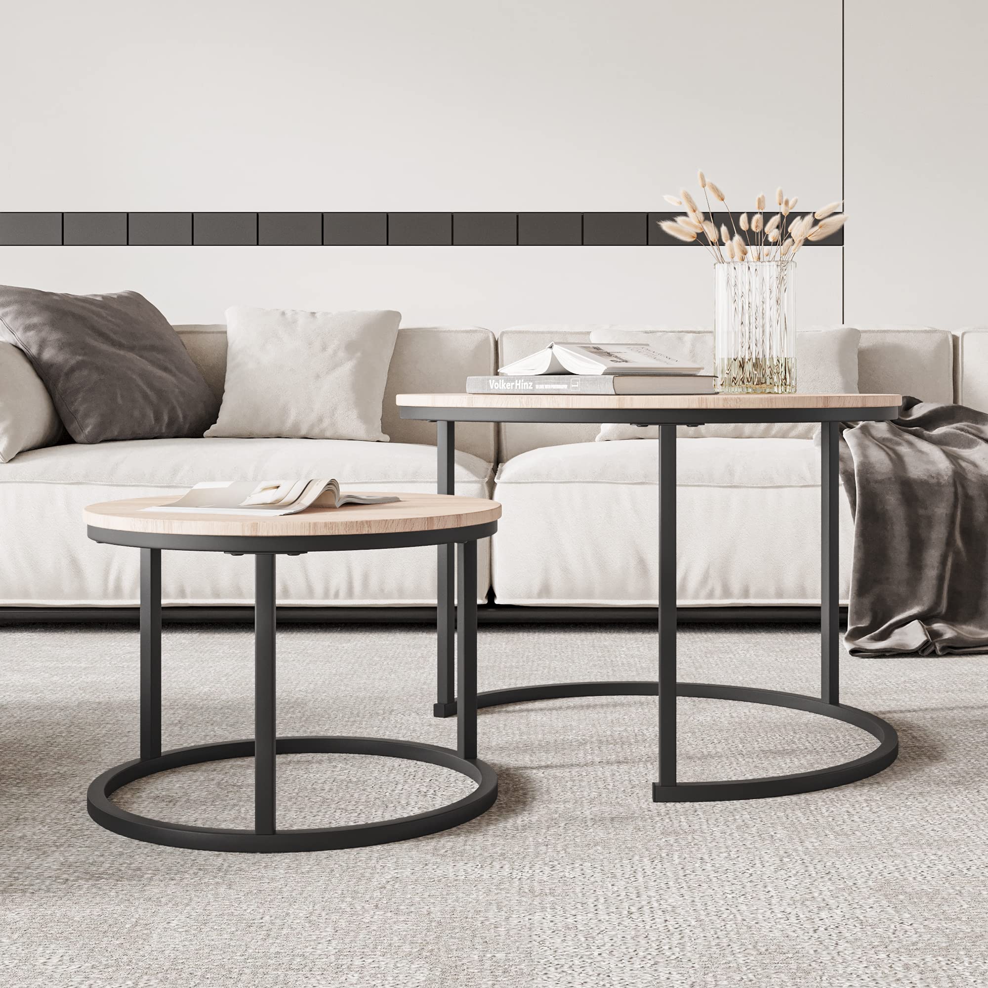 FOUBAM ラウンドコーヒーテーブル 2個セット Amazon｜FOUBAM ラウンド