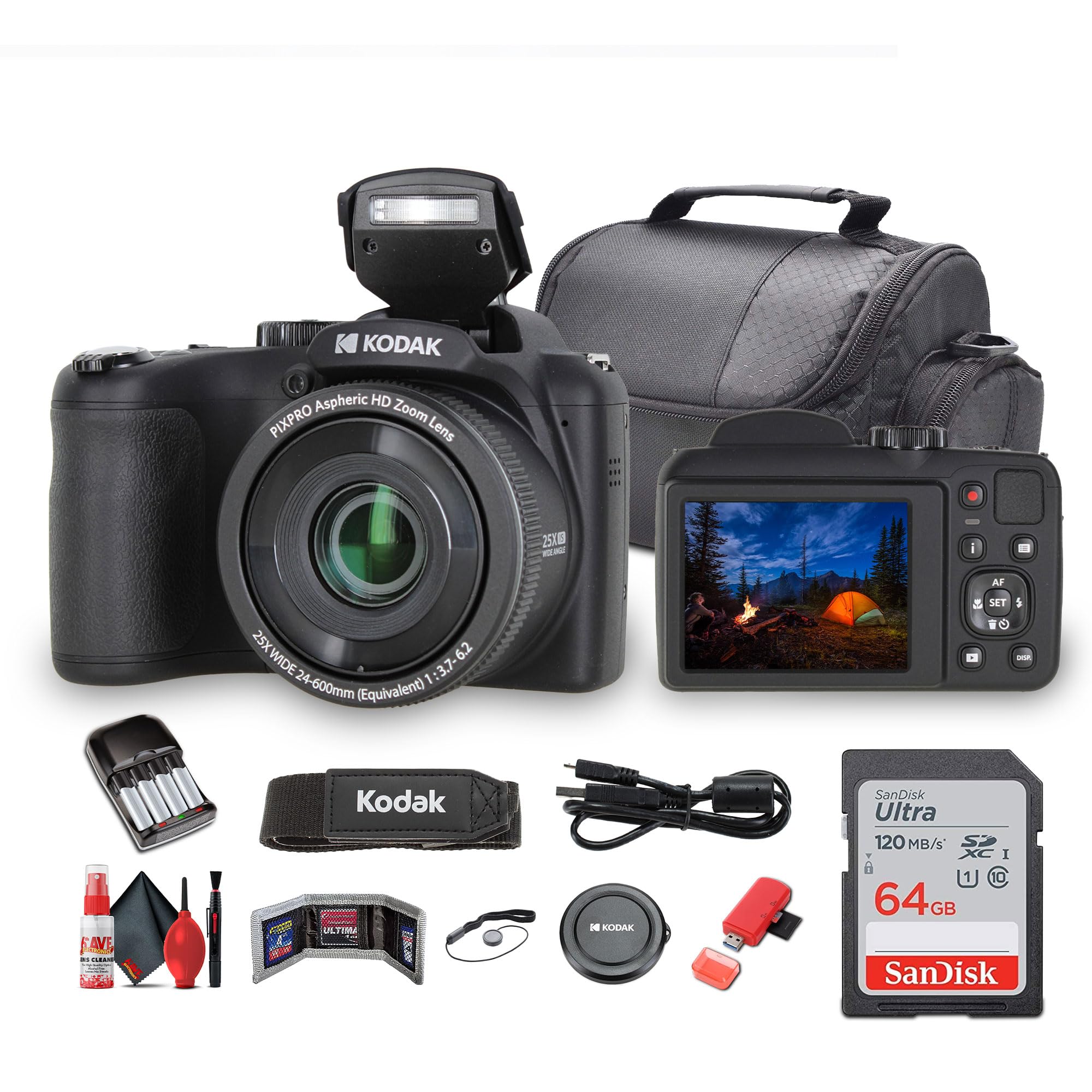 Amazon.com : Kodak Pixpro AZ255 Digital Camera (AZ255BK) Bundle