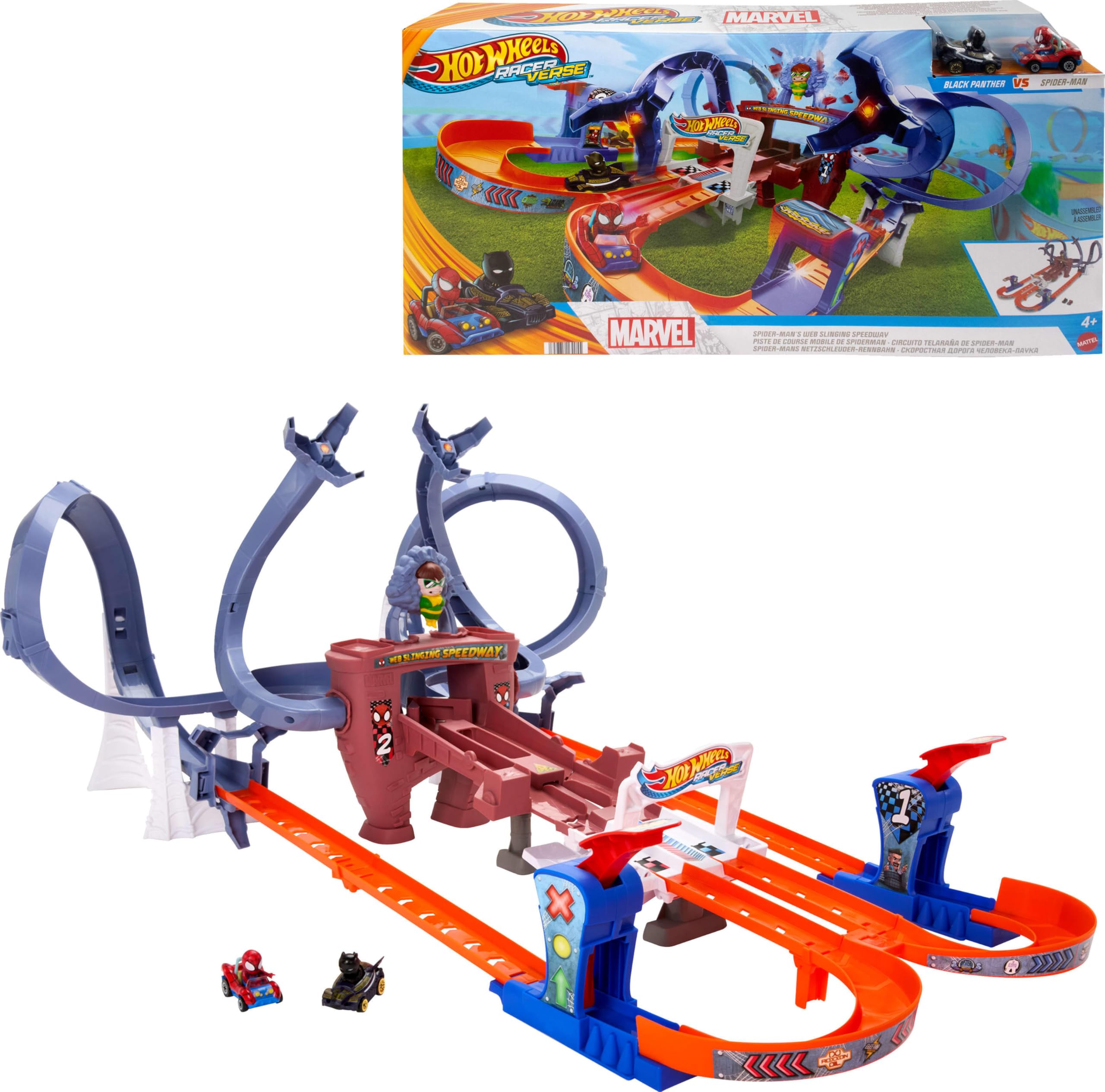 Amazon.com: Hot Wheels Toy Car Track Set, RacerVerse Spider-Man's