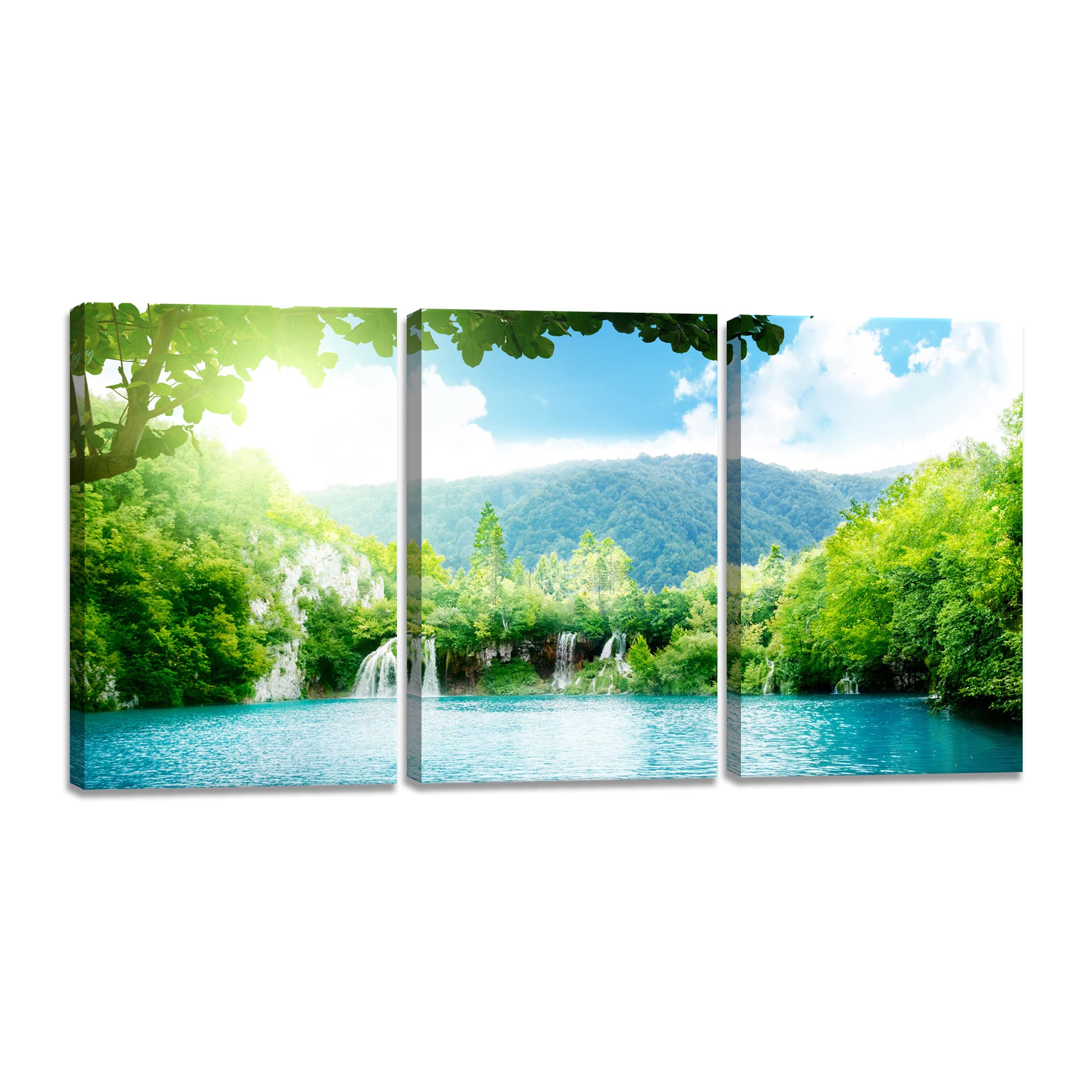 新品 ガラス 壁掛け アートパネル ポスター 3PCSセット 自然風景 絵画