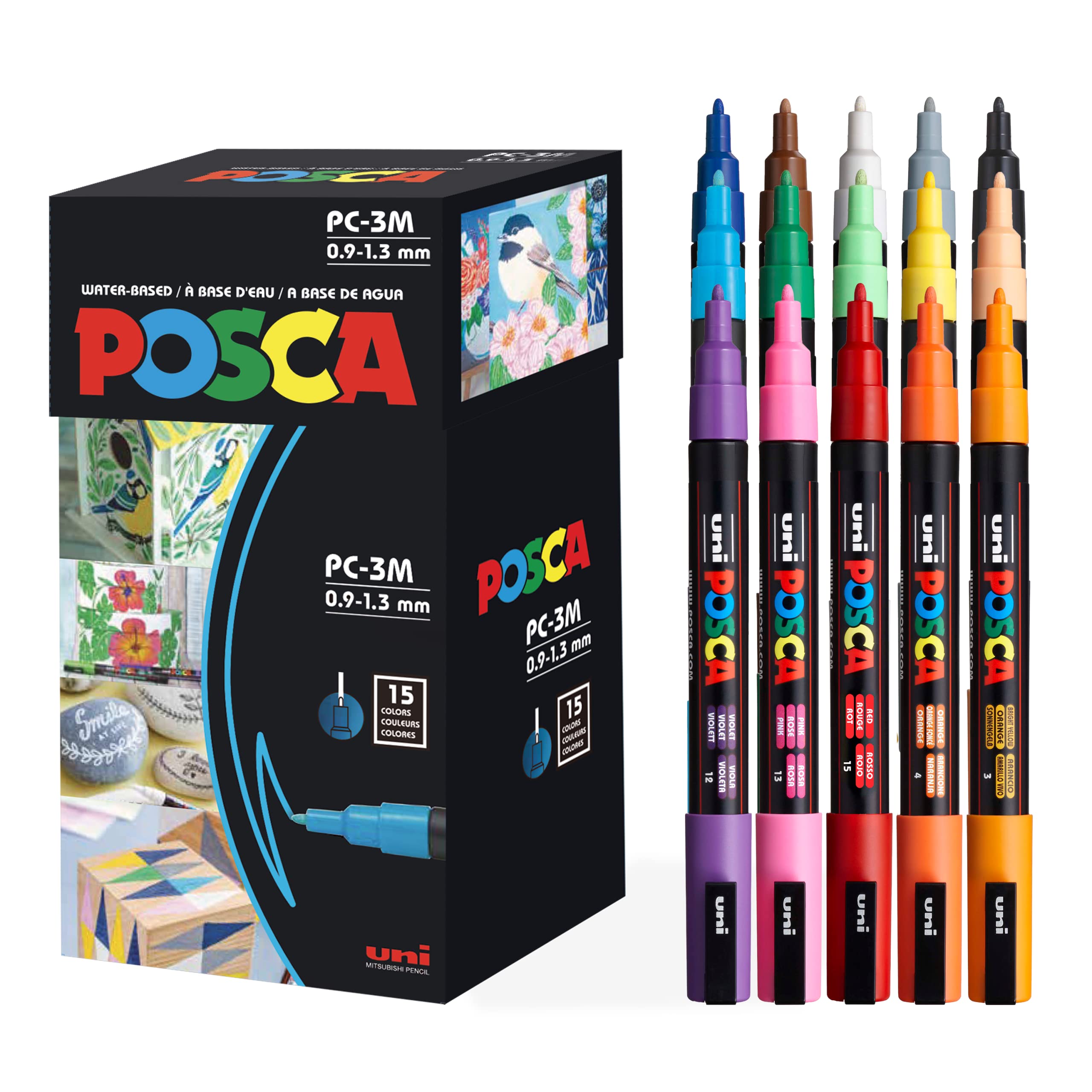 Amazon | posca 三菱鉛筆 水性ペン ポスカ 細字 丸芯 15色 PC3M15C