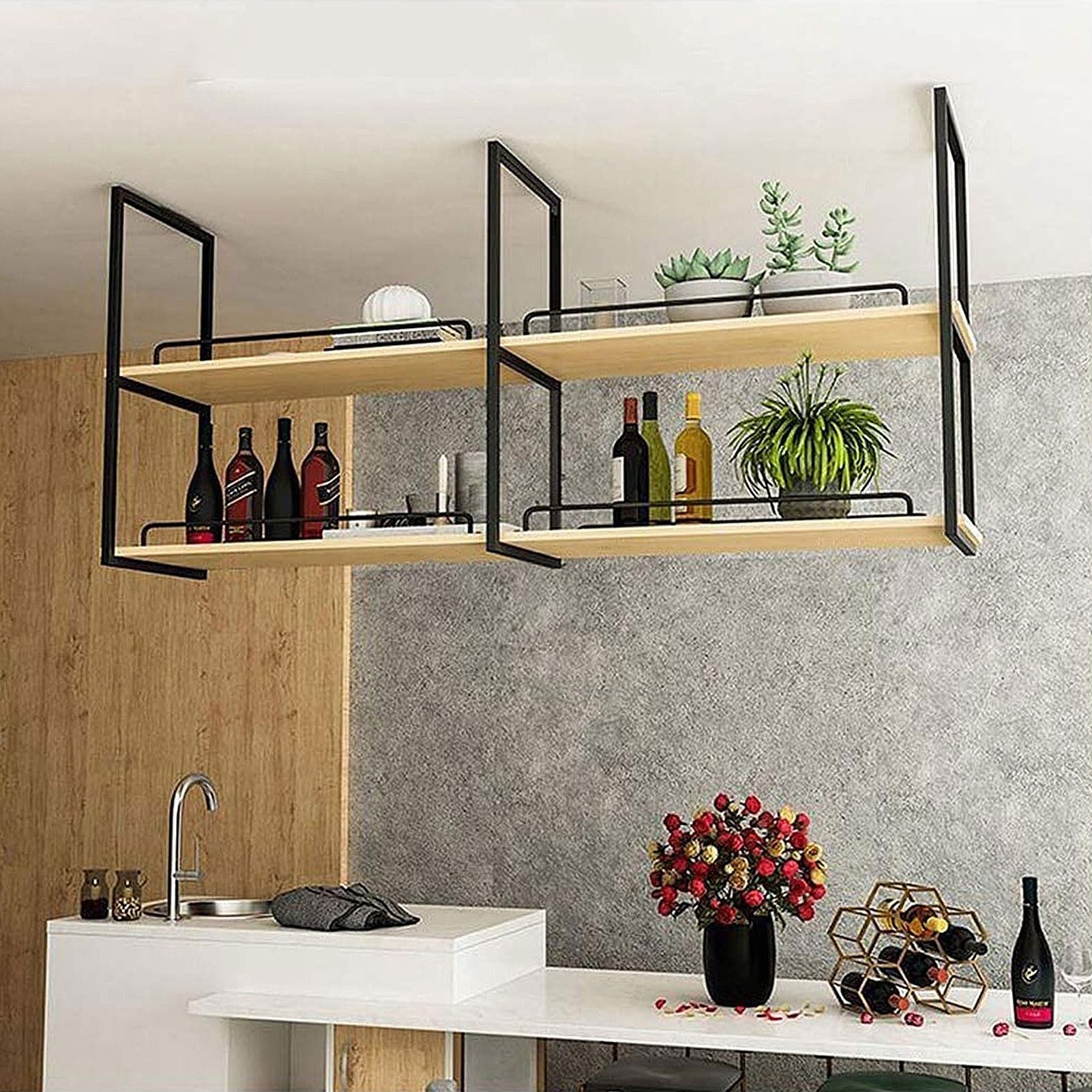 アイアンラック枠 激細10ミリ サイズオーダー可能 天井吊り壁付け