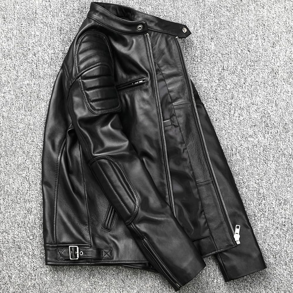 キャサリンハムネットロンドン】シングルライダース フード 羊革 黒 XL