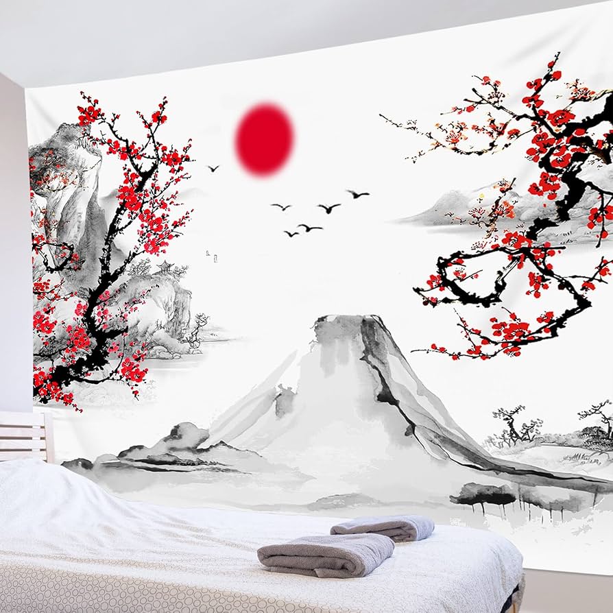 Amazon.co.jp: ZQBDFC 日本の水墨画 自然の風景 タペストリー 富士山