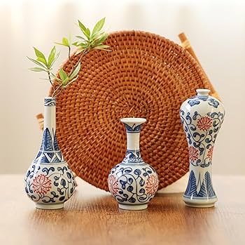 Amazon.co.jp: Haimin 磁器花瓶花器 3つセット 小さな 生け花 飾り瓶