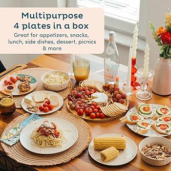 Amazon.com | Nook Theory 4 Pack Reusable Bamboo Plates - Non-Toxic