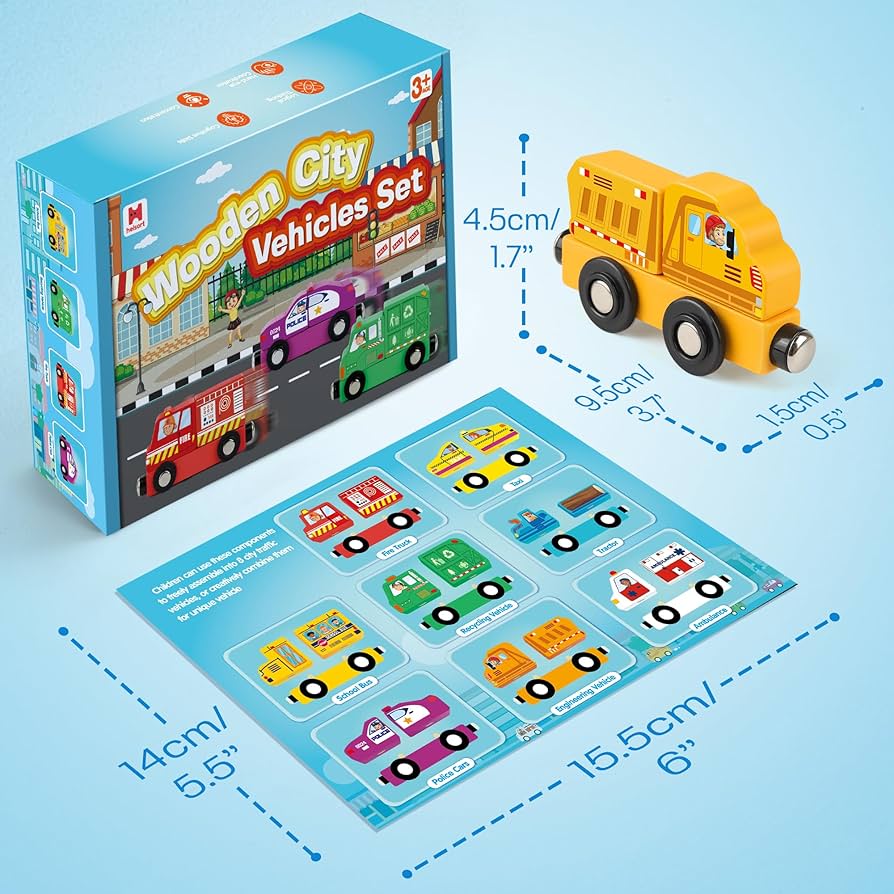 Amazon.com: Helsort Wooden Magnetic Trains Cars - 8 Piece