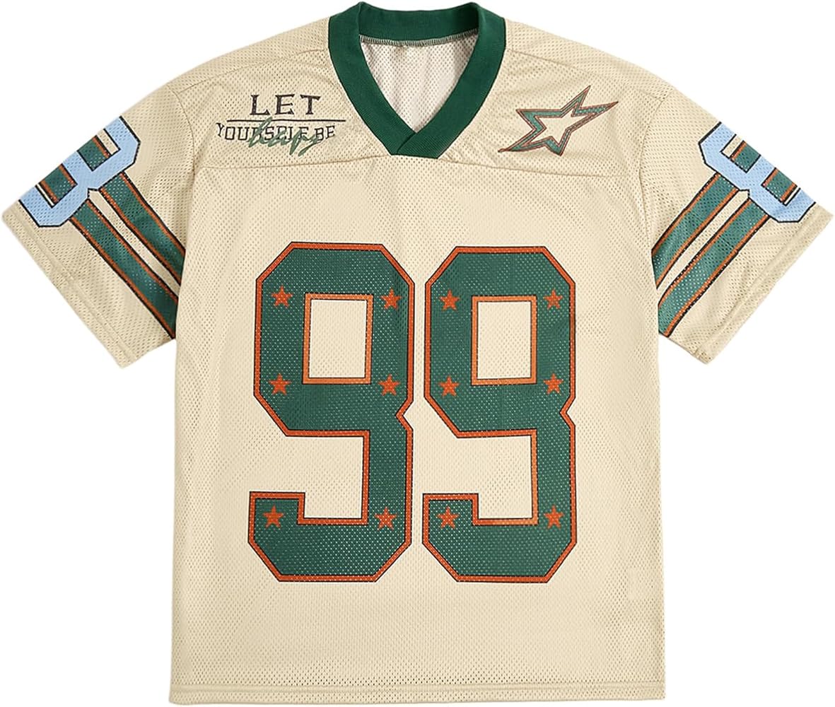 Yimoon Mens Jersey Shirts Oversized Number Graphic Tees Short
