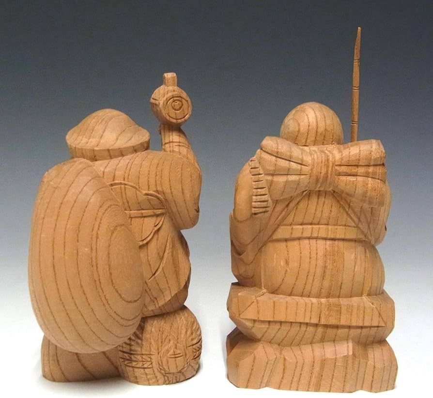 Amazon.co.jp: 国産欅 木彫り 恵比寿大黒 置物 16cm : ホーム＆キッチン