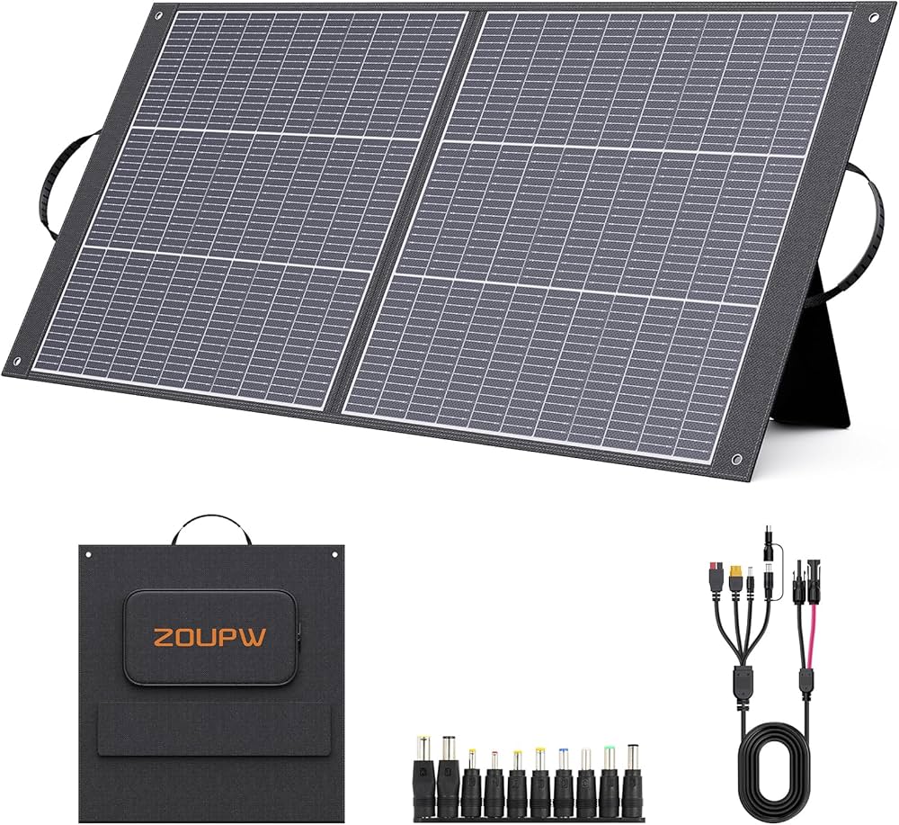 Amazon | ZOUPW 100W ポータブルソーラーパネル Nタイプ 16BB、25%効率