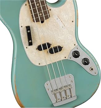 Amazon.com: Fender JMJ Road Worn Mustang Bass, Faded Daphne Blue