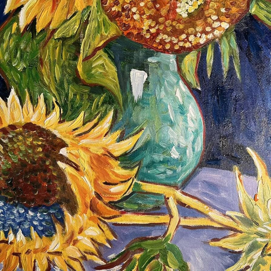 ☆秀作☆手書き油絵 ゴッホ 幻 芦屋のひまわり 額付き 絵画 インテリア