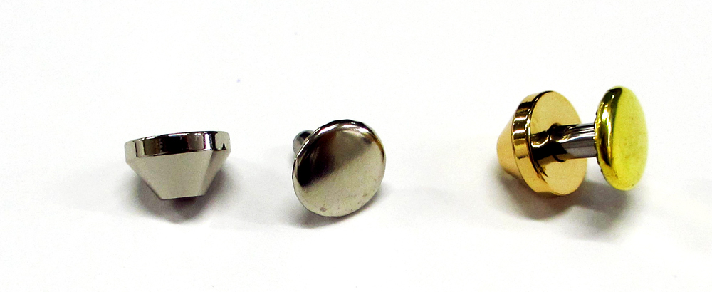 底鋲 ZA-7、真鍮製、ニッケル塗装、本金塗装、バッグ留め具、飾り具