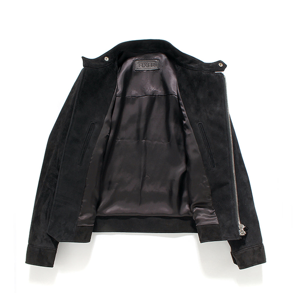 トルネードマートフェイクレザーシングルライダースジャケットダブルジップ