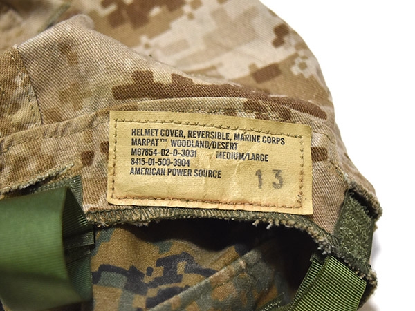 米軍実物 USMC リバーシブル ヘルメットカバー M/L ウッドランド