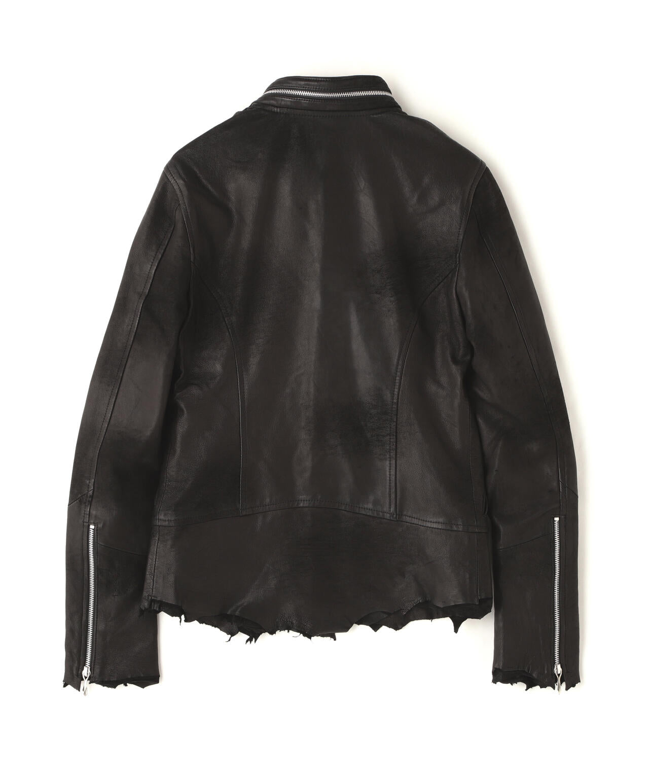 14th addiction クロスジップ ライダース レザー y2k Cross Zip Black