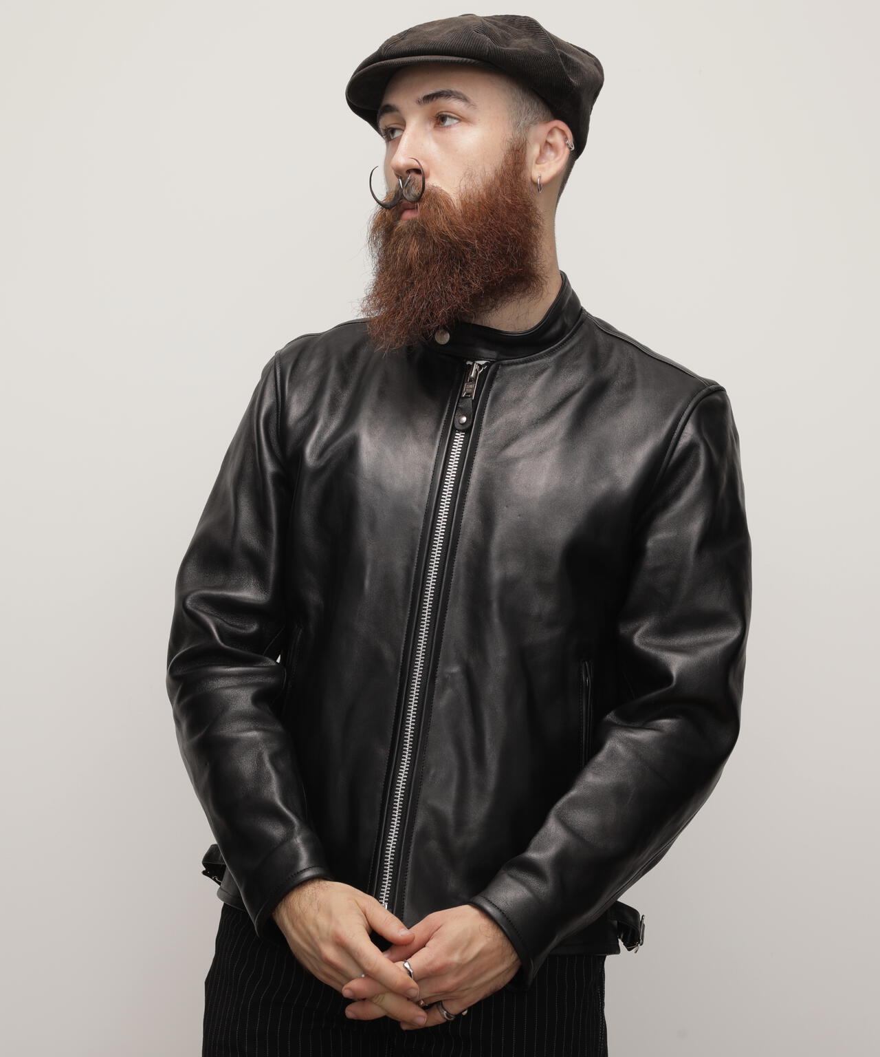 Schott ブラック レザー シングルライダースジャケット 70'S SINGLE