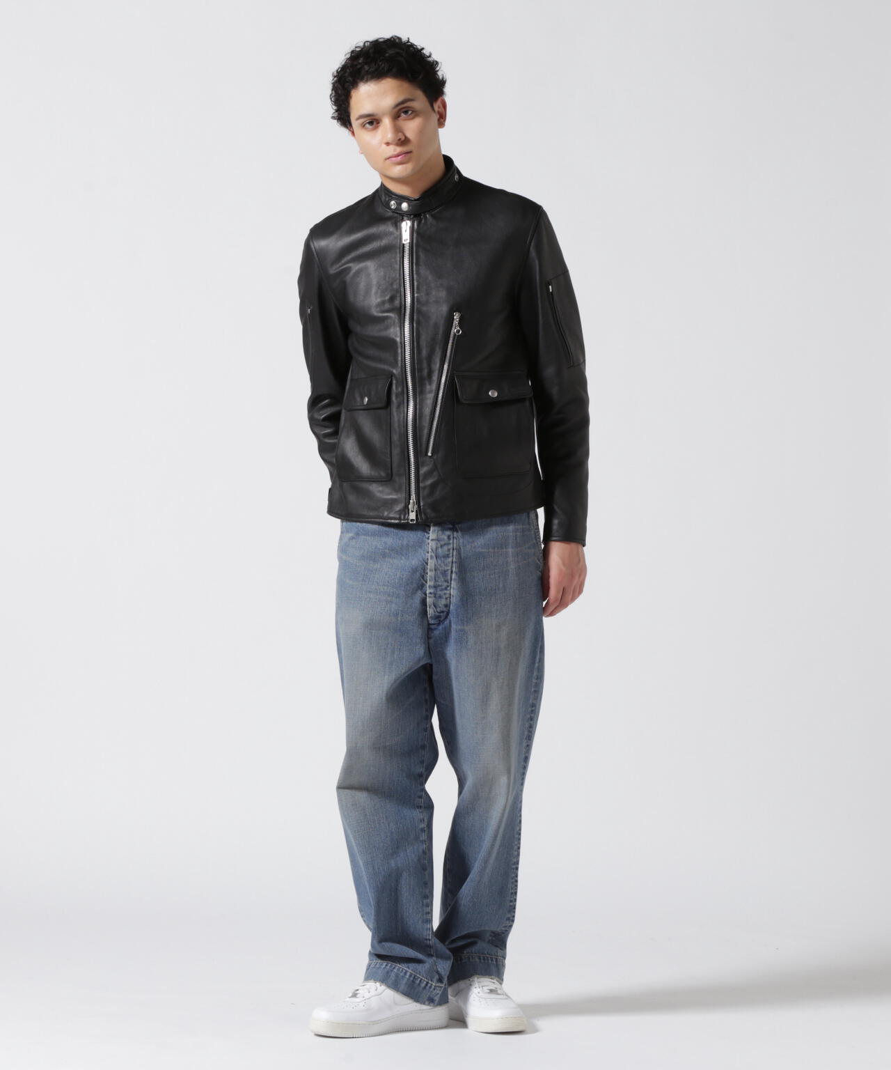 ショップ AVIREX ブラックレザージャケット AVIREX ブラック シングル