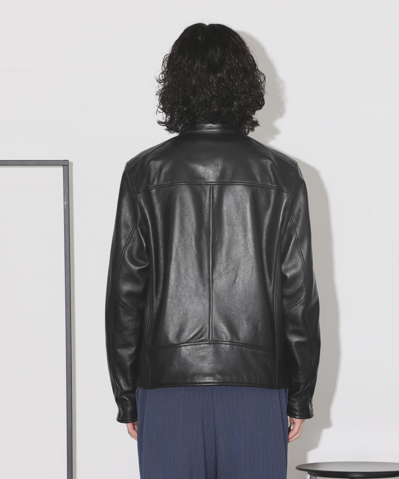 バンドカラーレザーシングルライダースジャケット | NANO universe