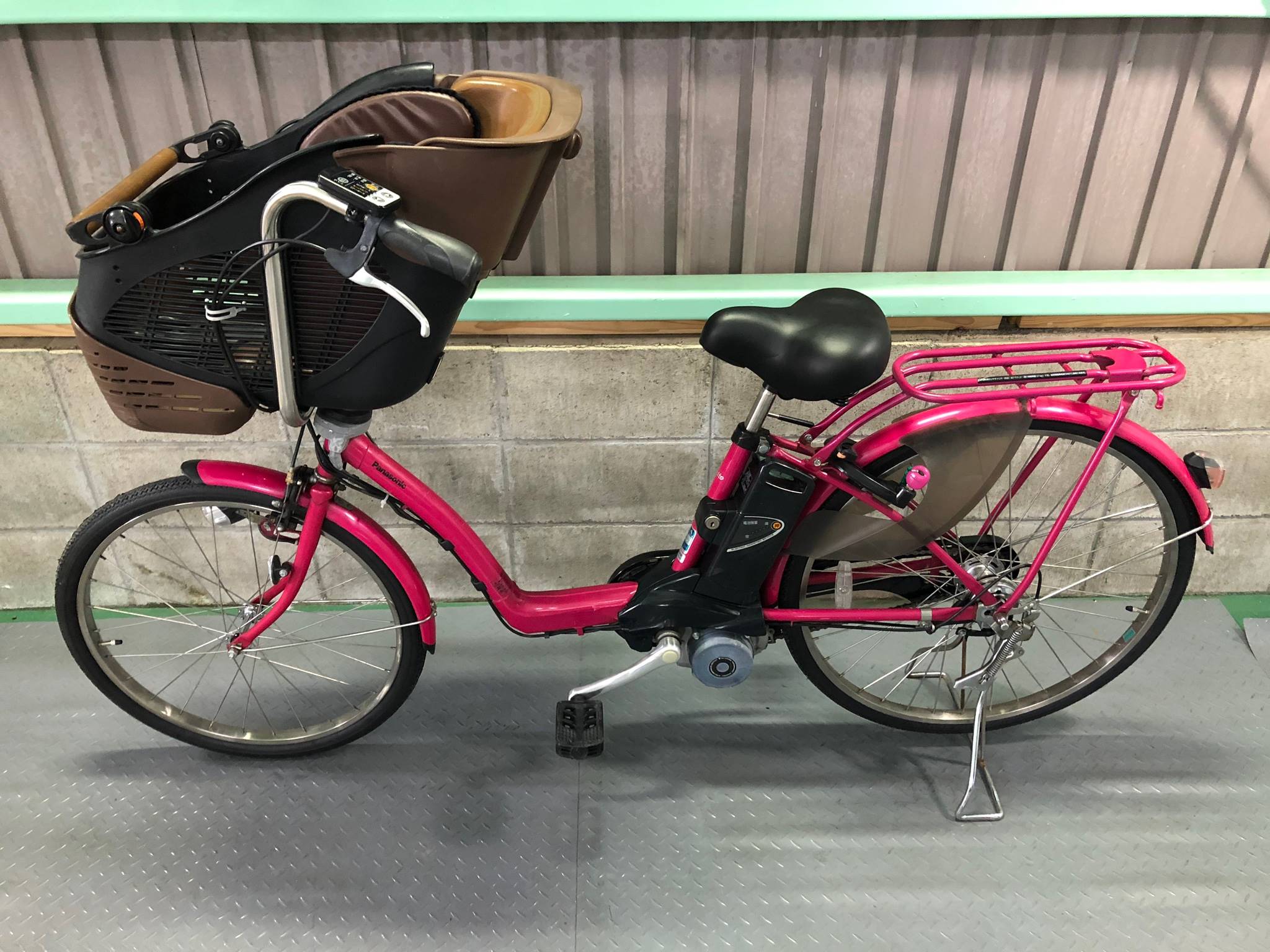 子供乗せ Panasonic 電動アシスト自転車 赤 チャイルドシート付き