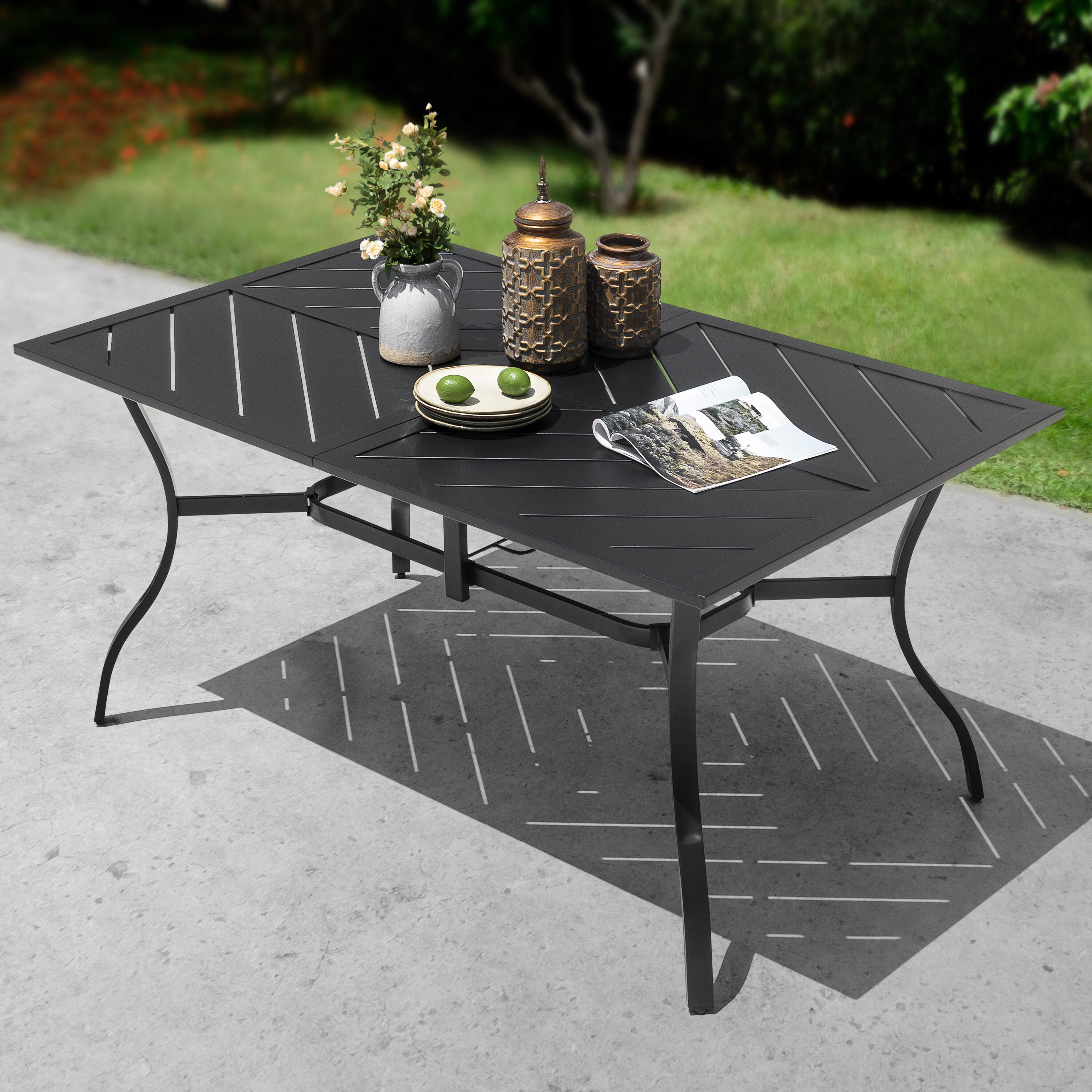 Nuu Garden Rectangle Outdoor Dining Table 36.93-in W x 60.63-in L