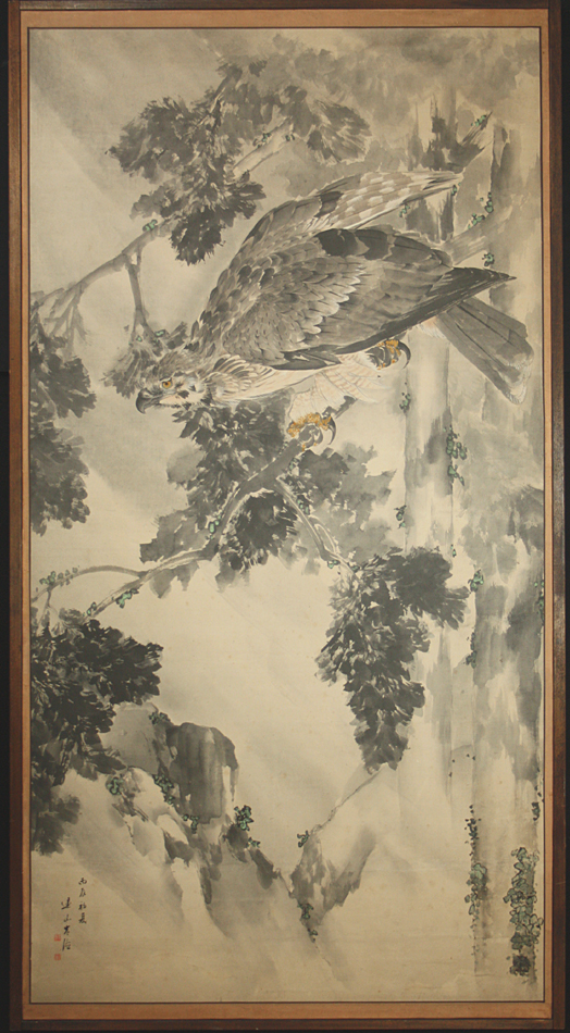 模写/渡辺崋山/花鳥図/芦に川蝉図/牡丹図/掛軸☆宝船☆AH-648 模写