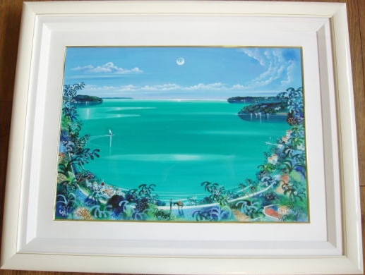 海の絵画を油絵で描いた平野琳人の海の絵「月光」